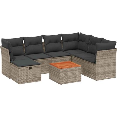 Maison Exclusive - Set Divano da Giardino 8 pz con Cuscini Grigio in Polyrattan (1/4)