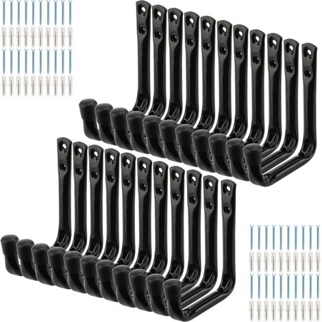 Lot de 20 crochets de rangement pour garage, crochets robustes en J, fixation murale, outils de jardin, organisateur de rangement (11,5 cm x 10 cm) (1/5)