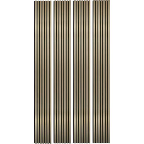 Decoon – Lot de 4 panneaux décoratifs muraux en MDF gold avec feutrine noire – Dimensions 250 x 30 x 1,9 cm – Isolation phonique et esthétique