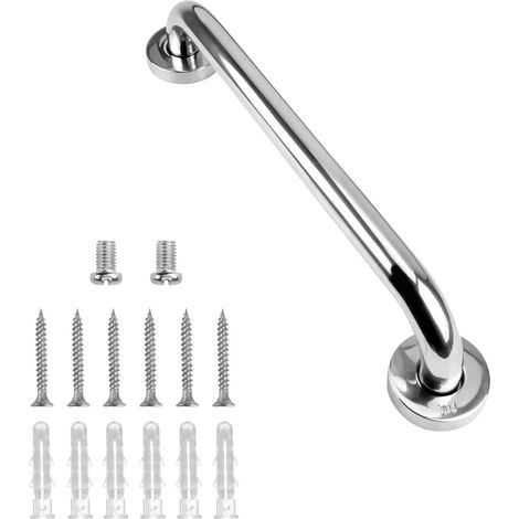 Barres d'appui en acier inoxydable pour salle de bain - Barre d'appui droite en inox 304 poli brillant - Ø32 x L 400 mm - chromé (1/5)