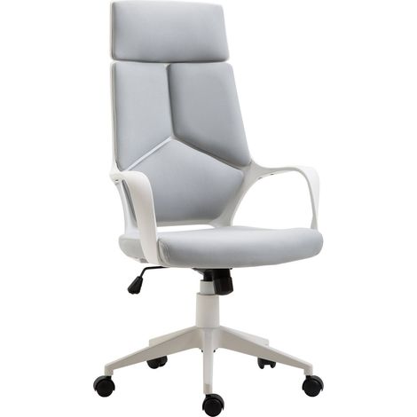 Fauteuil de bureau tissu gris hauteur réglable pivotant fonction bascule 63x63x117-127 cm