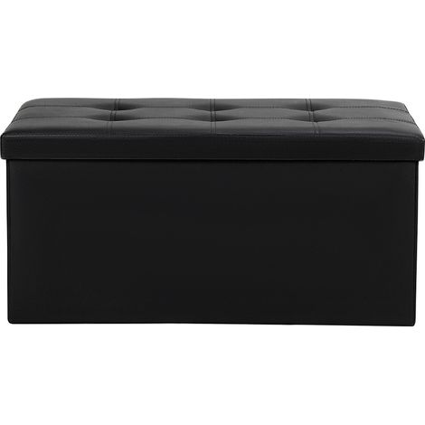 Randaco Taburete de Almacenamiento 76cmx38cmx38cm Banco Plegable Pecho de Almacenamiento Reposapiés Pies Sofá Otomano con Rangemen Pecho Negro