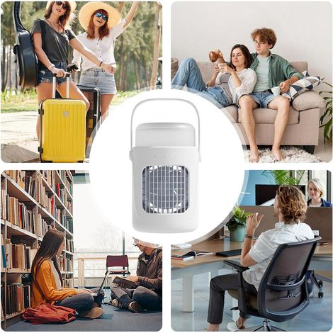 climatiseur mobile sans évacuation,Refroidissement par brume glacée,Réservoir d'e grande capacité (600 ml),Réglage vertical à 180° (1/4)