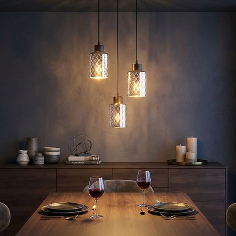 Hängeleuchte Pendelleuchte Esszimmerlampe LED 3-flammig Schwarz Metall D 29 cm (1/5)