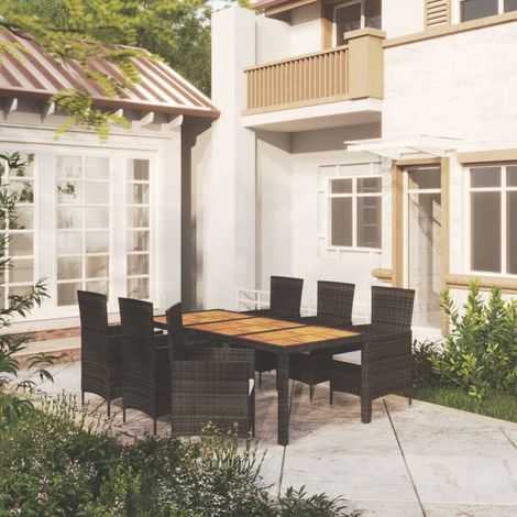 Salon de jardin 7 pcs - Canapé de jardin - Ensembles de Meubles d'exterieur - avec coussins Résine tressée Noir Chic-752023 (1/5)