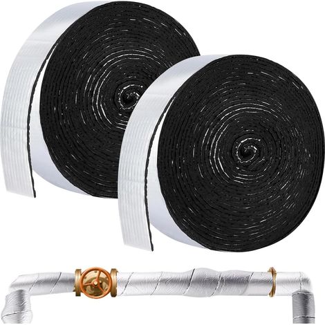 2 Stück Rohrisolierung zum Wickeln, Isolierung Kanal 10m x 4.8mm, Isolierung Heizungsrohre, Rohrisolierungsfolie Isolierband mit Schaumstoff für Rohrschutz, Verhindert Einfrieren