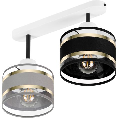 Plafonnier blanc avec abat-jour, style industriel en métal, 2 douilles E27, éclairage LED moderne pour salon, cuisine, chambre, chambre d'enfant, loft (1/5)