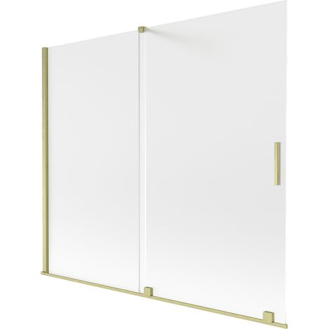 Mexen Velar zweiteilige, verschiebbare Badewannenabtrennung 180 x 150 cm, matt, gebürstetes Gold - 896-180-000-31-55 (1/2)