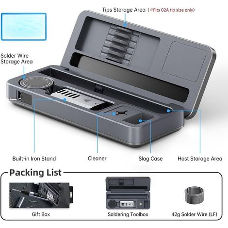 Station De Soudage Portable HS-02 Avec Fer À Souder Numérique Et Boîte De Rangement Pour Établi, Fournitures Incluses (1/5)