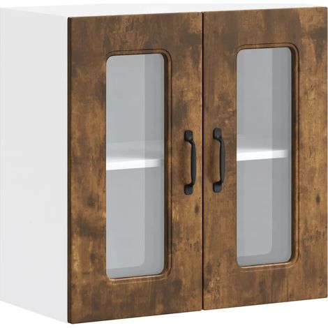 Pensile da cucina di design pratico e funzionale 60 x 31 x 60 cm realizzato in legno composito di rovere affumicato 020050047