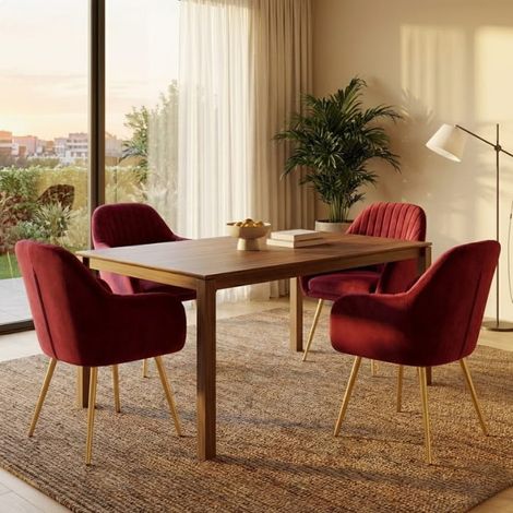 Poltrona imbottita in velluto bordeaux con gambe in ferro oro  4 poltrone