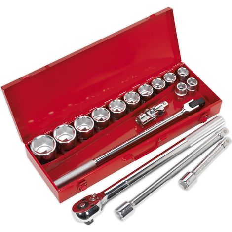 Sealey Metric Socket Set 17pc 3/4""Sq Drive WallDrive 6pt Standard Length AK2597