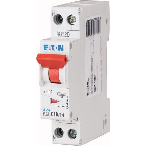 Disjoncteur Eaton Eaton Moeller 1P+N, 10A, montage rail DIN ( Prix pour 1 )
