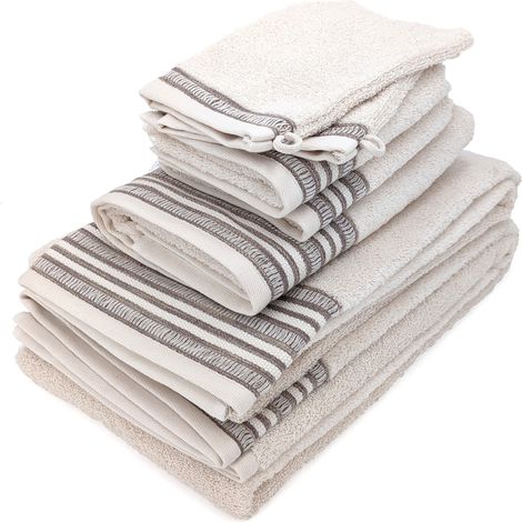 Parure de bain pur coton collection DRY 500 g/m² 7 pièces beige (1/5)