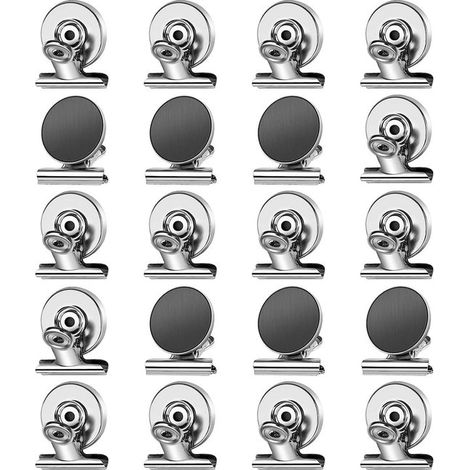 Confezione da 20 clip magnetiche, magneti da frigorifero, magneti super resistenti per lavagna bianca, metallo antigraffio, cucine (1/2)