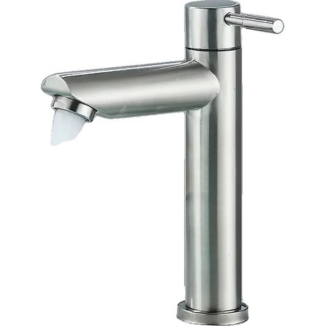 Robinet de lavabo, alliage de zinc durable, contrôle à une seule poignée, Nickel brossé (1/2)