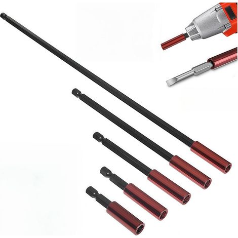 Ensemble de 5 Rallonges pour Visseuse Aimanté avec Porte-Embout Magnétique Comprend des Rallonges de 50/60/100/150/300 mm, avec Une Tige Hexagonale de 1/4 de Pouce