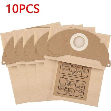 Lot de 10 convient pour aspirateur série chrcher Karcher A2 S2500/WD, accessoires, sac à poussière, sac en papier (1/4)