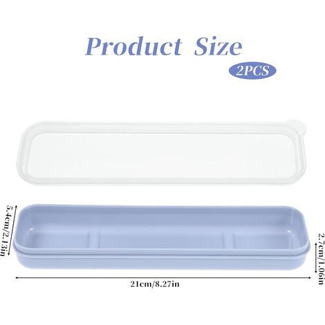 Lot de 2 boîtes de rangement portables pour couverts de voyage, porte-ustensiles simple de 20 cm avec couvercle, porte-couverts pliable en plastique pour boîte à lunch (1/5)