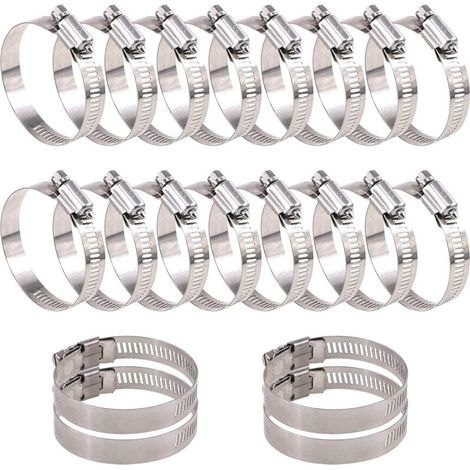 Assortimento di 20 fascette stringitubo regolabili a vite senza fine in acciaio inox 304 (40-63 mm) (1/4)