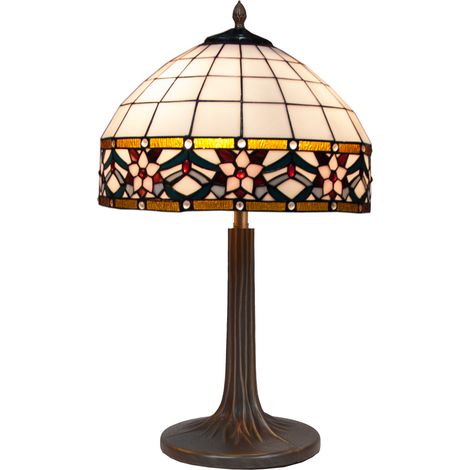 Lampe de table Tiffany avec base d'arbre Série Museum D-40cm
