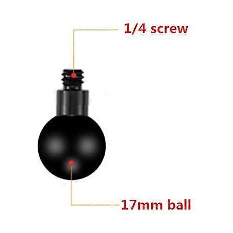 Adaptateur de rotule 15 mm/17 mm vers vis 1/4" pour support de téléphone portable, GPS et GoPro (compatible avec les écrans de voiture). (1/2)