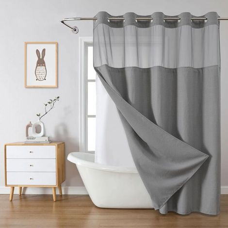 Rideau de douche, tissu imperméable, gris, salle de bain, 54 x 80 pouces (1/5)