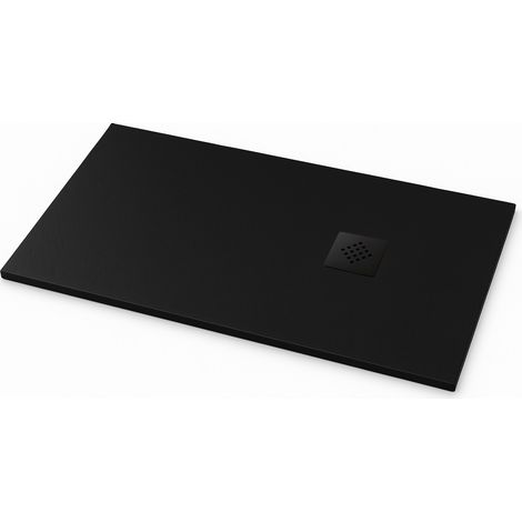 Duschwanne Ardesia extraflach Farbe Schwarz RAL 9005 100x100cm Abdeckung in Schwarz (1/4)