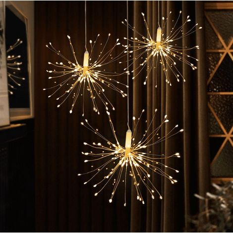 Guirlande Lumineuse Feu d'Artifice - 180 LED - 8 Modes - Fonctionne sur Piles - Étanche IP67 - Pour Extérieur Jardin Patio Fête Mariage Noël - 3 Pièces (1/5)