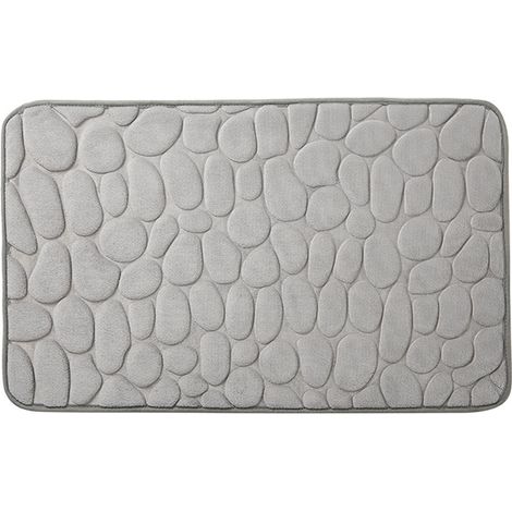 Tapis de bain en mousse à mémoire de forme, tapis de douche absorbant, tapis antidérapant, 40 x 60 cm, gris clair (1/5)