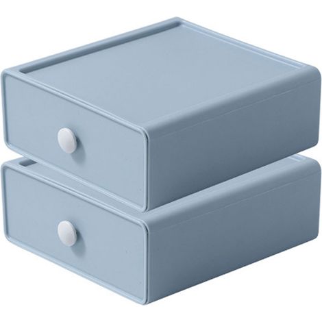 Boîte De Rangement Desktop - Tiroir Empilable Pour Bureau - Organisation De Stylos Et Fournitures De Bureau - 20 x 19 x 8 cm - Lot De 2 (1/5)