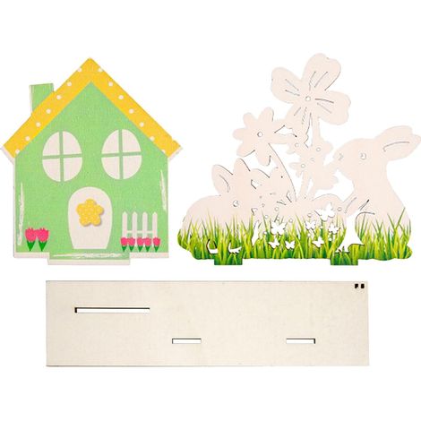 Rabbit Tabletop Centerpieces, Easter Holiday Decor, Easter Table  Decorations, Easter Rabbit Decor, Bunny House Easter Wooden Sign Home Decor and Dining Table Centerpiece, Collectible Decorat (1/5)