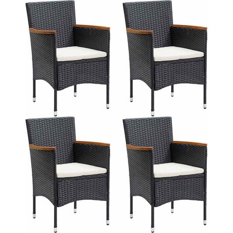 Lot de 4 Chaises de salle à manger de jardin - Chaises à dîner de jardin Résine tressée Noir BV827785 - BonneVie (1/5)