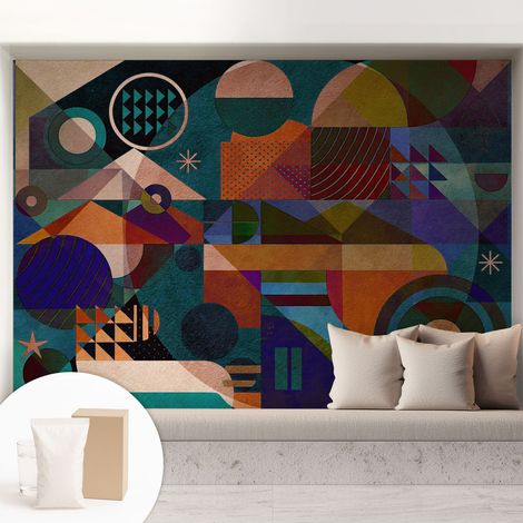 Papier peint avec colle pour décoration moderne de salon chambre à coucher cuisine et bureau Facile Art géométrique 208x146 cm (1/5)