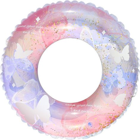 Bouée de natation rétro en PVC épais pour enfants (3-6 ans) – Bouée flottante rayée avec soutien axillaire, modèle papillon pailleté, idéale pour la piscine et la plage-lsw