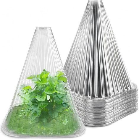 20 Pièces Cloches pour Plantes de Jardin, 22CM x 19CM Couvercle de Cloche en Plastique pour Plante Mini Serre Réutilisable pour Protection Contre Soleil Neige Gel Oiseaux Insectes (Clair) (1/5)