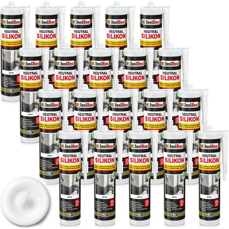 Neutralsilikon Naturstein Silikon Granit Marmor Sanitär Inn/Auß 20 x 300ml Weiss (1/5)