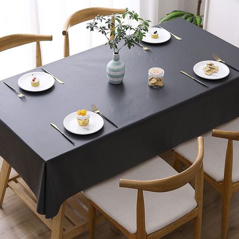Nappe en PVC imperméable et lavable, résistante à l'huile et aux plis, idéale pour la maison, la cuisine et l'extérieur - noir - 140220 (1/4)