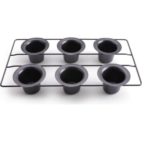 Moule À Popovers - 6 Emplacements En Acier Au Carbone Non-Adhésif - Pour Yorkshire Pudding Et Muffins - Noir (1/5)