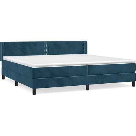 Maison Exclusive - Giroletto a Molle con Materasso Blu Scuro 200x200 cm in Velluto