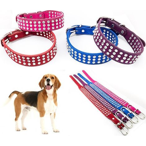 TrAdE Shop Traesio - Collare Per Cane Cani Con Strass E Brillantini Brillantinato Taglia Media - (1/4)