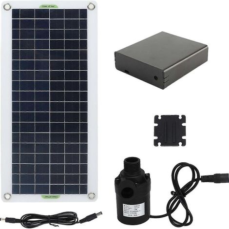 Kit de pompe à eau solaire 30 W en silicium polycristallin, débit de 800 L/h, pour camping-car, serre et camping. (1/4)