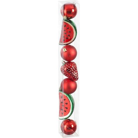 Palle di Natale Koopman design fragola anguria rosso plastica