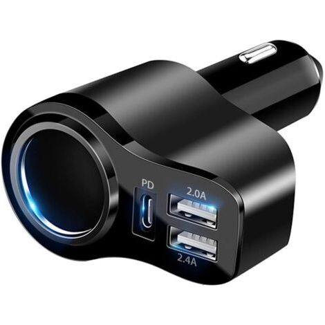 𝟒 𝐞𝐧 𝟏 Chargeur Allume Cigare USB,𝟒𝟖𝐖 PD3.0 Allume Cigare Rapide Chargeur Voiture USB C,Adaptateur Prise Allume Cigare USB pour iPhone 17/Air/16/15 Pro Max,iPad,Samsung Galaxy S25 S24, H (1/5)