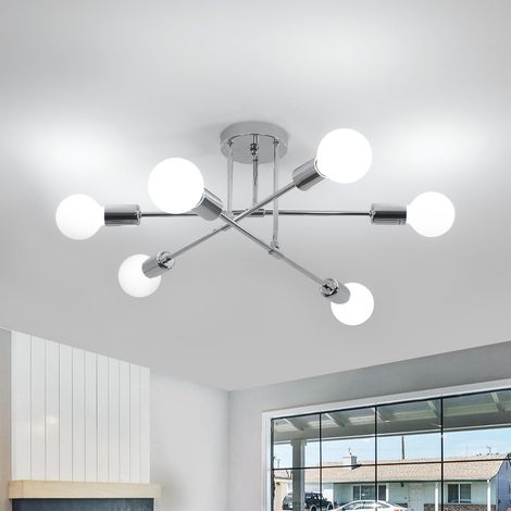 Plafonnier Industriel, 6 Lumières E27 Lampe Suspension en Métal (1/5)