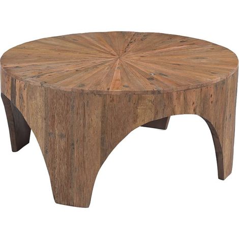 Table basse arrondie en bois recyclé Capucine (1/5)