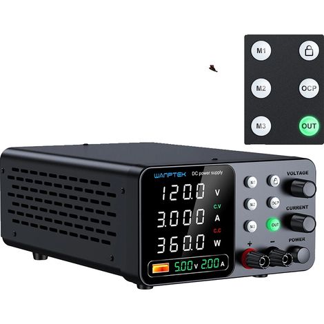 Fuente de alimentación de CC, voltaje ajustable, diseño compacto, WJTPSC 120V 3A Negra (1/2)
