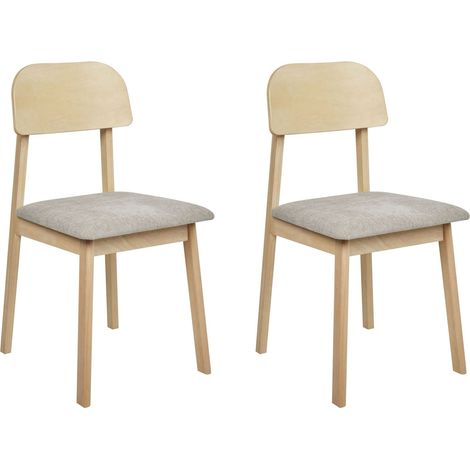 Set of 2 Dining Chairs SCANDIA Wood Taupe