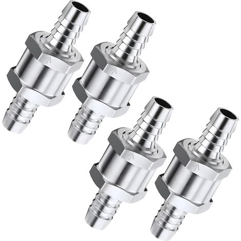 Válvulas de retención unidireccionales de aleación de aluminio (4 piezas) (6, 8, 10, 12 mm) adecuadas para sistemas de tuberías de baja presión, gasolina, diésel, aceite y agua. (1/5)