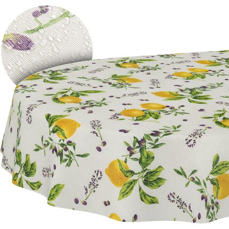 Nappe enduite Citrons Ovale 160x140 cm extérieur imperméable (1/5)